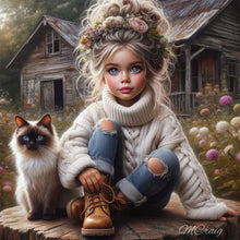 Load image into Gallery viewer, Life of Pets Girl-Full Round Diamond Painting-30x30cm
