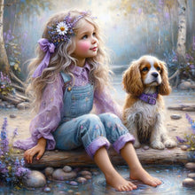 Load image into Gallery viewer, Life of Pets Girl-Full Round Diamond Painting-30x30cm
