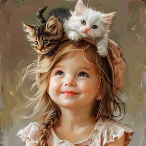Life of Pets Girl-Full Round Diamond Painting-40x40cm