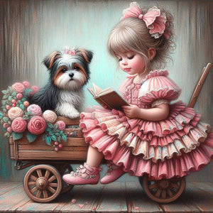 Life of Pets Girl-Full Round Diamond Painting-40x40cm