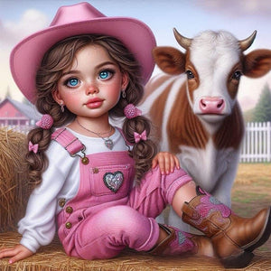 Life of Pets Girl-Full Round Diamond Painting-40x40cm