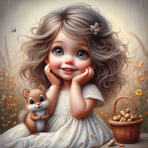 Life of Pets Girl-Full Round Diamond Painting-40x40cm