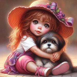 Life of Pets Girl-Full Round Diamond Painting-40x40cm