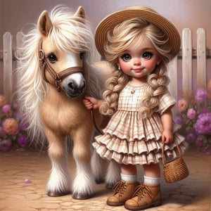 Life of Pets Girl-Full Round Diamond Painting-40x40cm