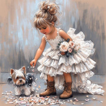Load image into Gallery viewer, Life of Pets Girl-Full Round Diamond Painting-40x40cm
