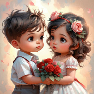Valentine Girl-Full Round Diamond Painting-40x40cm
