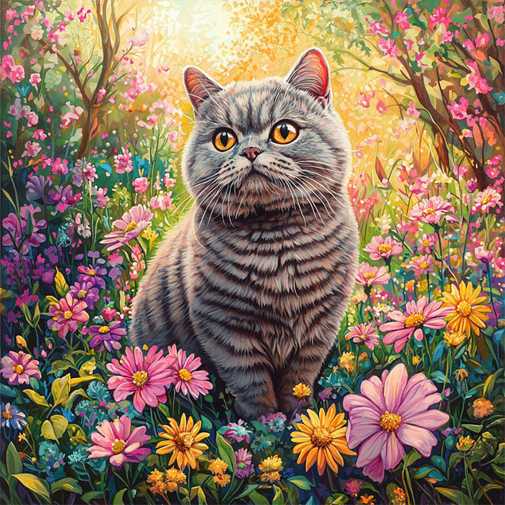 Bee Cat-Full Round Diamond Painting-30x30cm