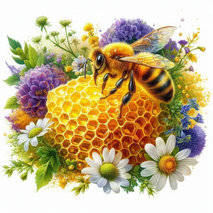 Bee Cat-Full Round Diamond Painting-30x30cm