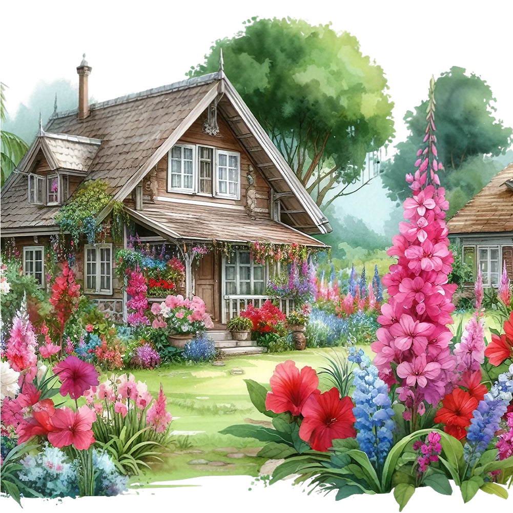 Garden House-Full Round Diamond Painting-40x40cm