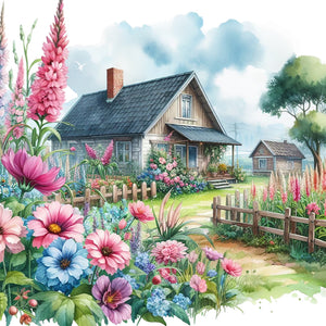 Garden House-Full Round Diamond Painting-40x40cm