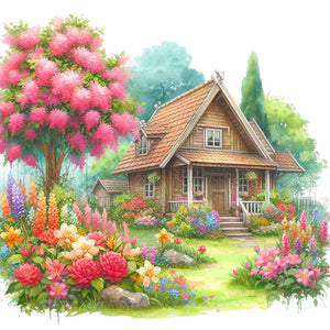 Garden House-Full Round Diamond Painting-40x40cm