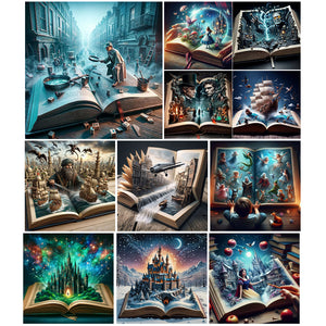 Book Horror Atmosphere-Full Round Diamond Painting-50x50cm