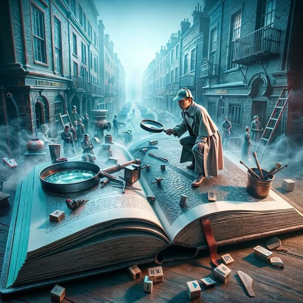Book Horror Atmosphere-Full Round Diamond Painting-50x50cm