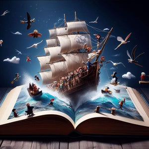 Book Horror Atmosphere-Full Round Diamond Painting-50x50cm