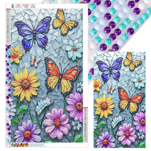 Sunflower Butterfly-Full Round Diamond Painting-40x70cm-Large Size