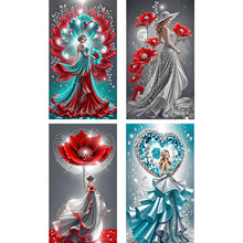 Load image into Gallery viewer, Lady With Flowers-Full Round Diamond Painting-40x70cm-Large Size
