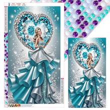 Load image into Gallery viewer, Lady With Flowers-Full Round Diamond Painting-40x70cm-Large Size
