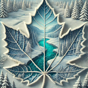 Snow Maple Leaves-Full Round Diamond Painting-40x40cm