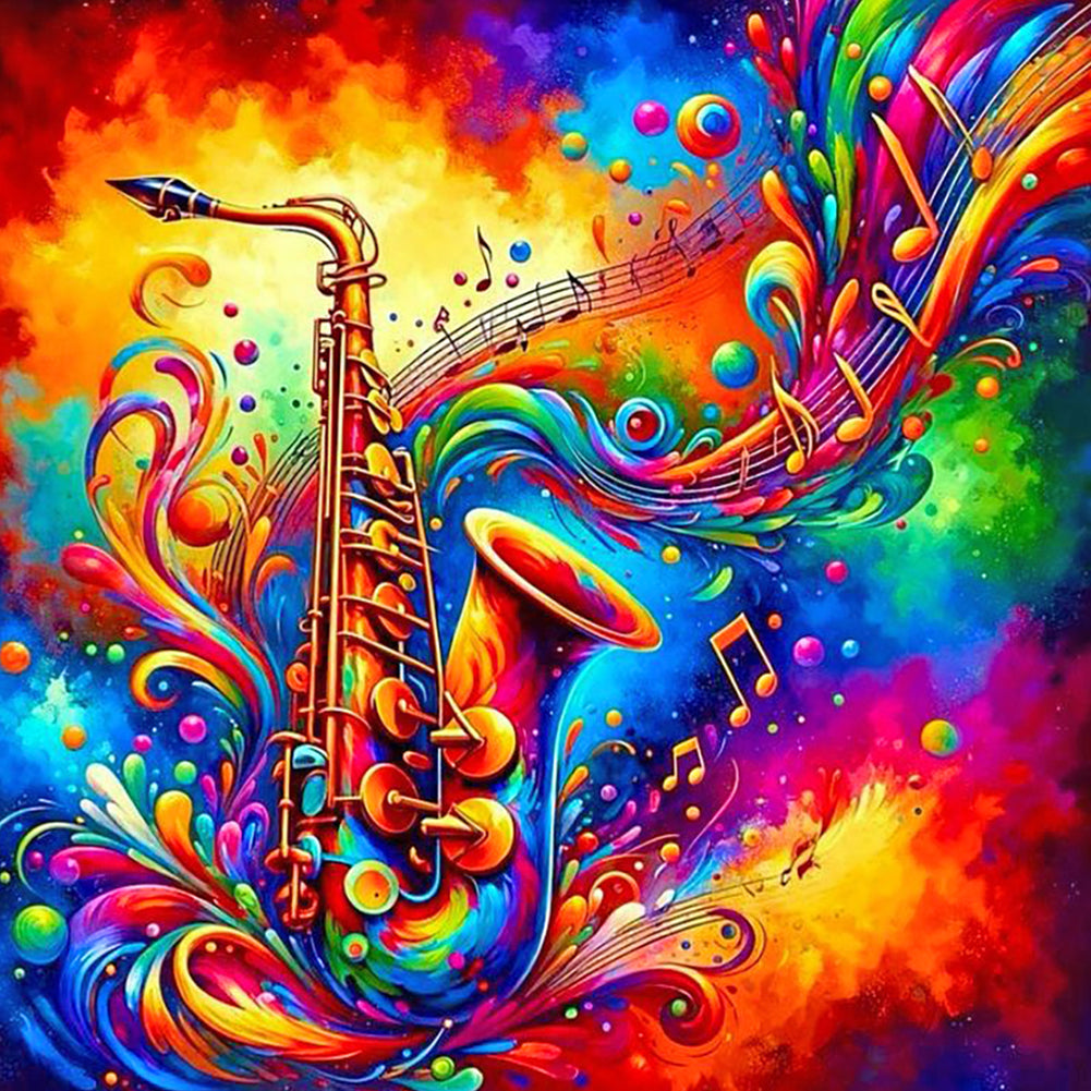 Colorful Musical Instruments Piano-Full Round Diamond Painting-40x40cm