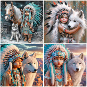 Indian Child-Full Round Diamond Painting-40x40cm