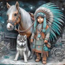 Load image into Gallery viewer, Indian Child-Full Round Diamond Painting-40x40cm

