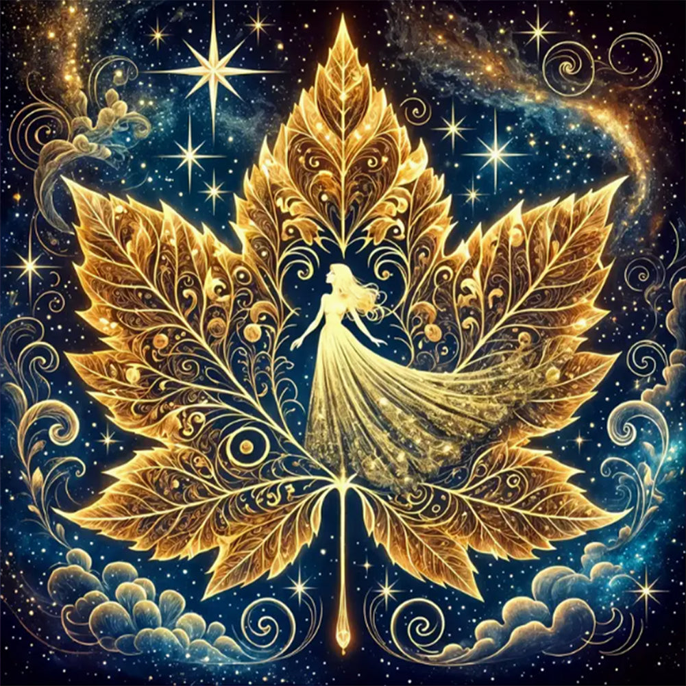 Magic Maple Leaf-Full Round Diamond Painting-30x30cm