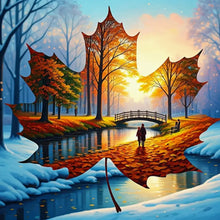 Load image into Gallery viewer, Magic Maple Leaf-Full Round Diamond Painting-30x30cm
