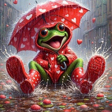 Load image into Gallery viewer, Frog In Raincoat-Full Round Diamond Painting-30x30cm
