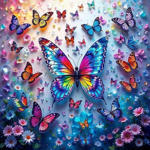 Many Butterflies-Full Round Diamond Painting-40x40cm