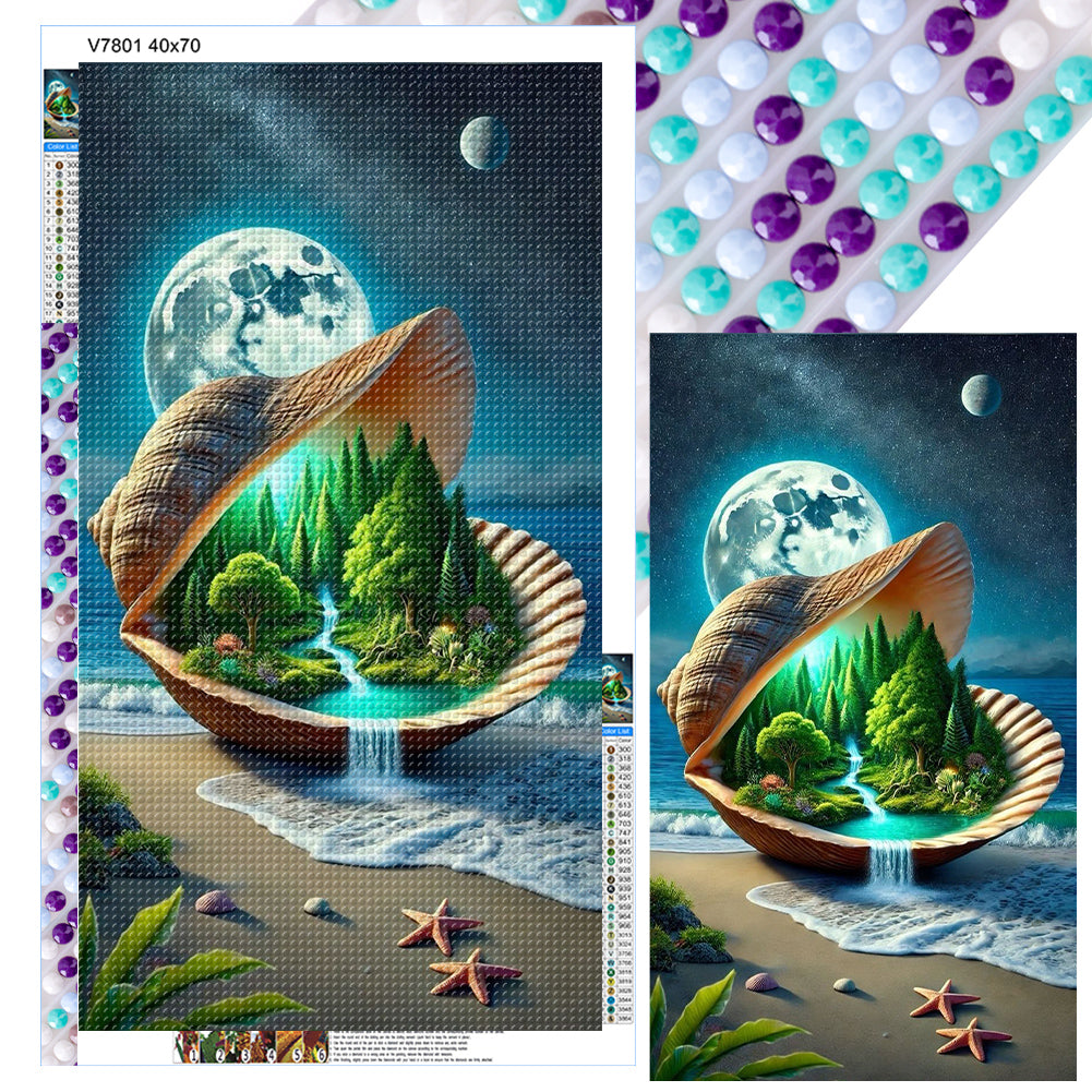 Seashells Under The Lamp-Full Round Diamond Painting-40x70cm-Large Size