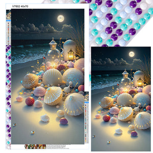 Seashells Under The Lamp-Full Round Diamond Painting-40x70cm-Large Size