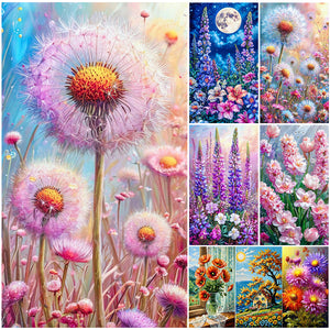 Poppy Flowers-Full Round Diamond Painting-40x70cm-Large Size