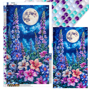 Poppy Flowers-Full Round Diamond Painting-40x70cm-Large Size