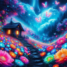 Load image into Gallery viewer, Flower Scented Butterfly House-Full Round Diamond Painting-30x30cm
