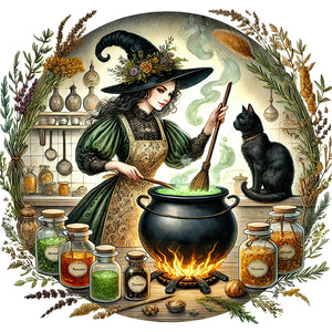 Magic Witch-Full Round Diamond Painting-40x40cm
