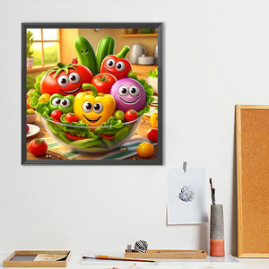Big Eyes Fruit-Full Round Diamond Painting-40x40cm