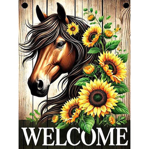 Sunflower Horse-Full Round Diamond Painting-30x40cm