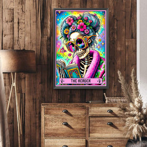Skeleton Old Lady Tarot Card-Full Round Diamond Painting-40x60cm-Large Size