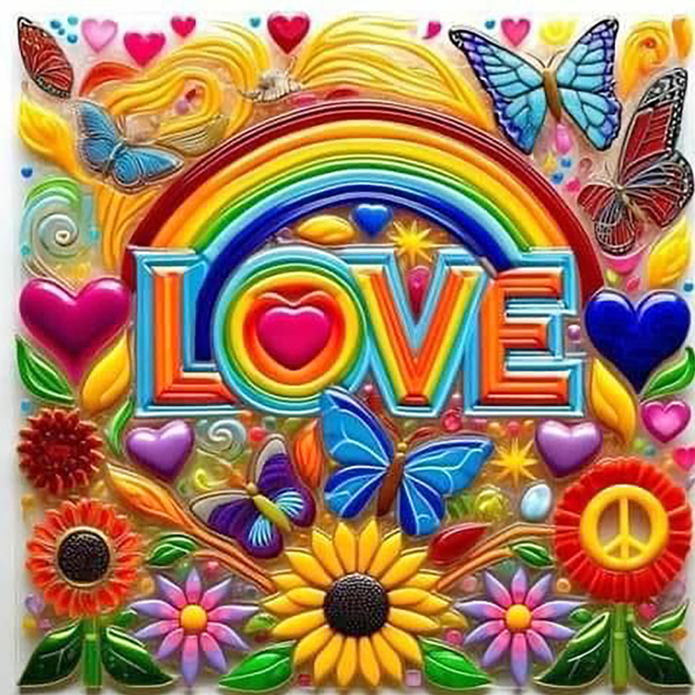 Colorful Love-Full Round Diamond Painting-40x40cm