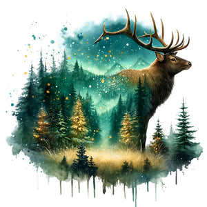 Forest Deer-Full Round Diamond Painting-30x30cm