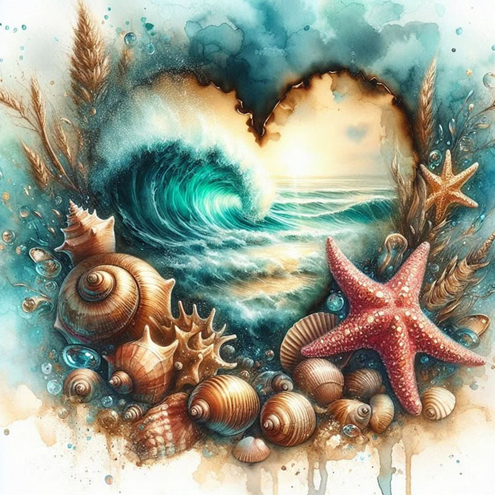 Seaside Starfish-Full Round Diamond Painting-30x30cm