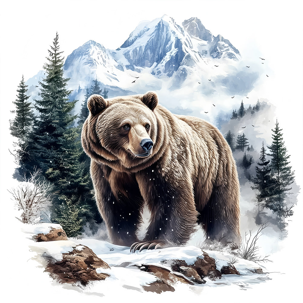 Forest Bear-Full Round Diamond Painting-30x30cm
