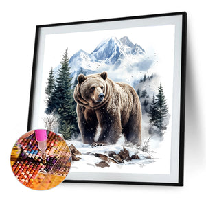 Forest Bear-Full Round Diamond Painting-30x30cm