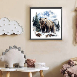 Forest Bear-Full Round Diamond Painting-30x30cm