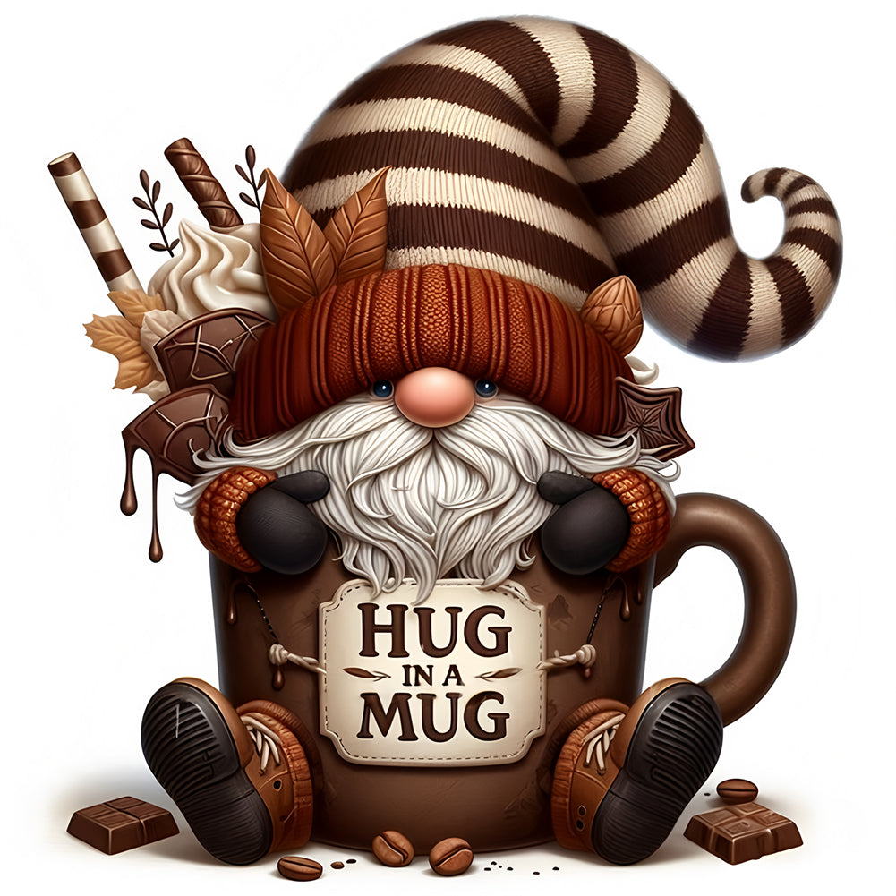 Coffee Bean Gnome-Full Round Diamond Painting-30x30cm
