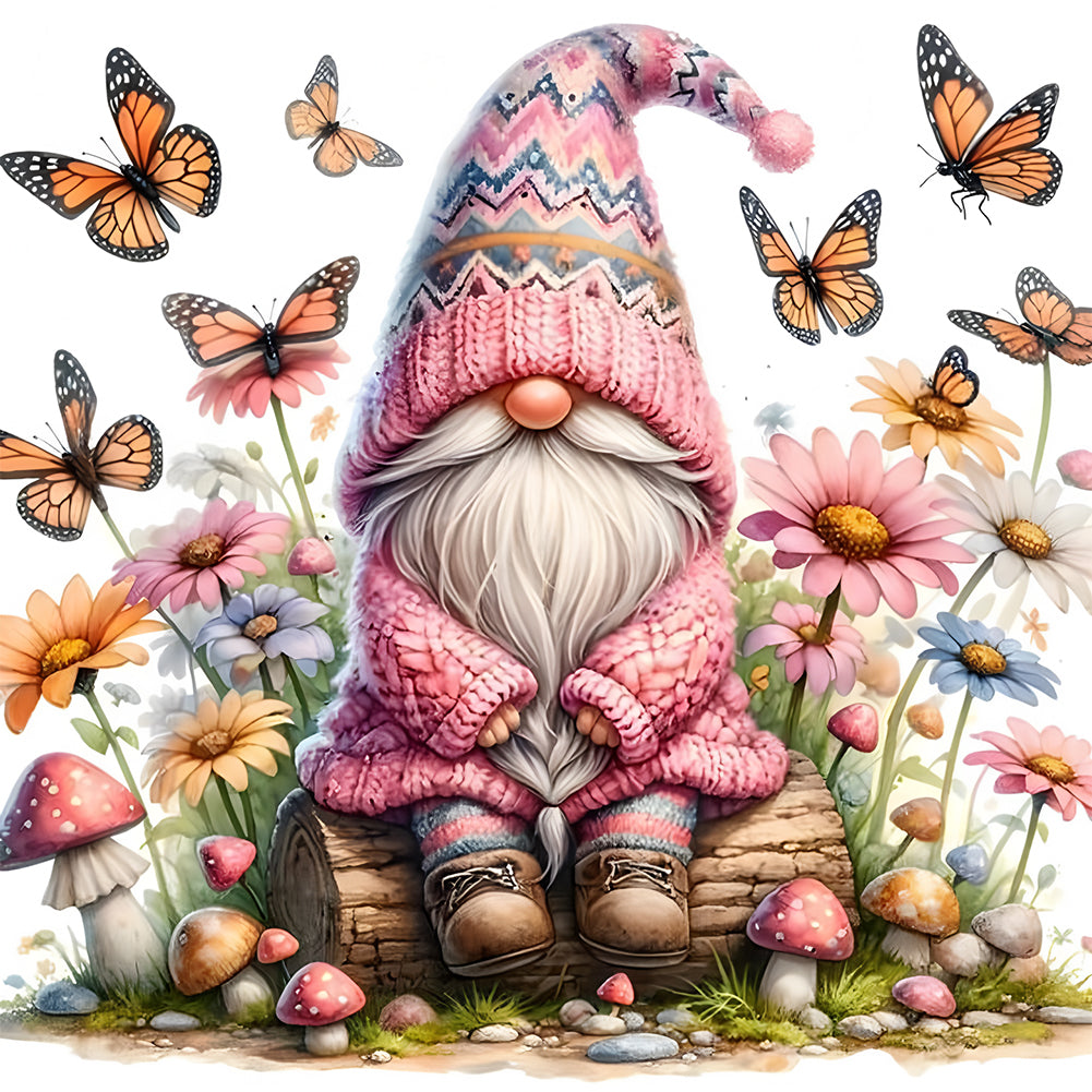 Flower Gnome-Full Round Diamond Painting-30x30cm