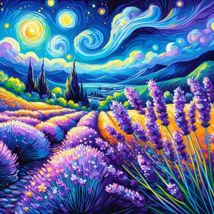 Lavender Field-Full Round Diamond Painting-40x40cm