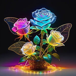Luminous Rose-Full Round Diamond Painting-30x30cm