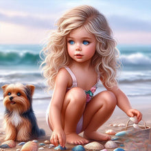 Load image into Gallery viewer, Girl Dog-Full Round Diamond Painting-40x40cm

