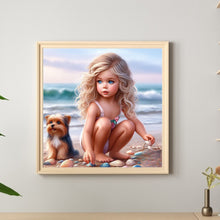 Load image into Gallery viewer, Girl Dog-Full Round Diamond Painting-40x40cm
